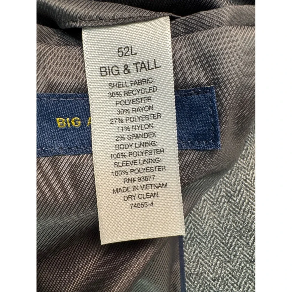 Stafford Big & Tall 52L Charcoal Herringbone Stretch Comfort Sport Coat Blazer